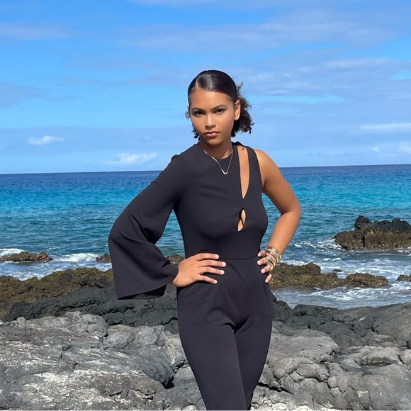 Only at The King Kouture Black Asymmetrical Kimono Sleeve Jumpsuit Small - Picture 10 of 12